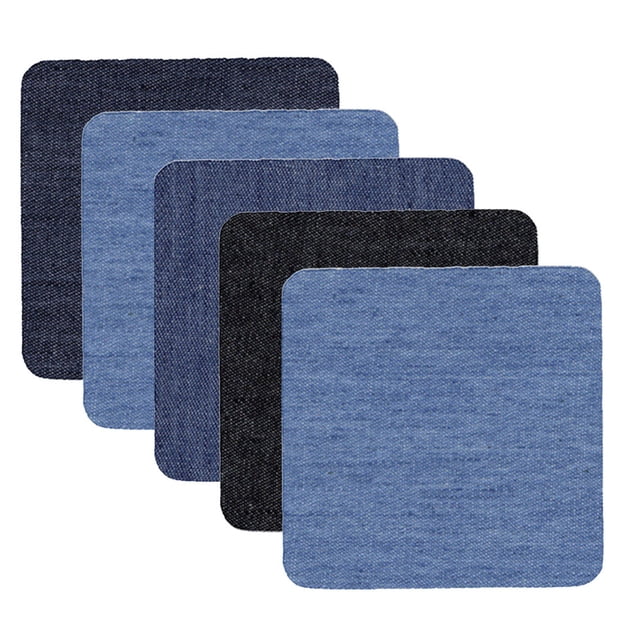Huayishang Denim Iron On Jean Patches Inside & Outside Strongest Glue Assorted Shades Of Blue Repair Decorating 2.75 Inch