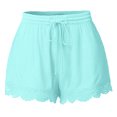 thumbnail image 1 of AherBiu Plus Size Bottom Shorts for Women Wide Leg Drawstring Elastic Waisted Comfy Loungewear Shorts, 1 of 5