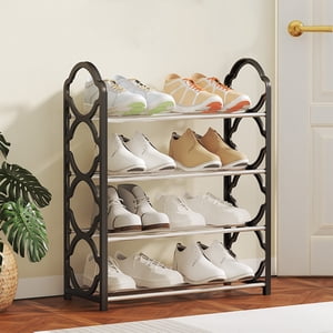 Wzzjkit Rack de chaussures pour placard, Rangement de chaussures Rack avec 4 Tiers étagères en métal pour chambre armoire entrée chambre dorme, rack de chaussures
