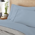 thumbnail image 3 of Color Sense 1200 Thread Count Wrinkle-Resistant Super Soft Extra Deep Pocket Hotel Luxury Cotton Blend 4-Piece Sateen Bedsheet Set Full Blue, 3 of 4