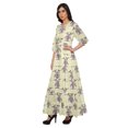 thumbnail image 2 of Moomaya Printed Round Neck 3/4 Sleeve Long Maxi Dress With Drawstring Waist, 2 of 3