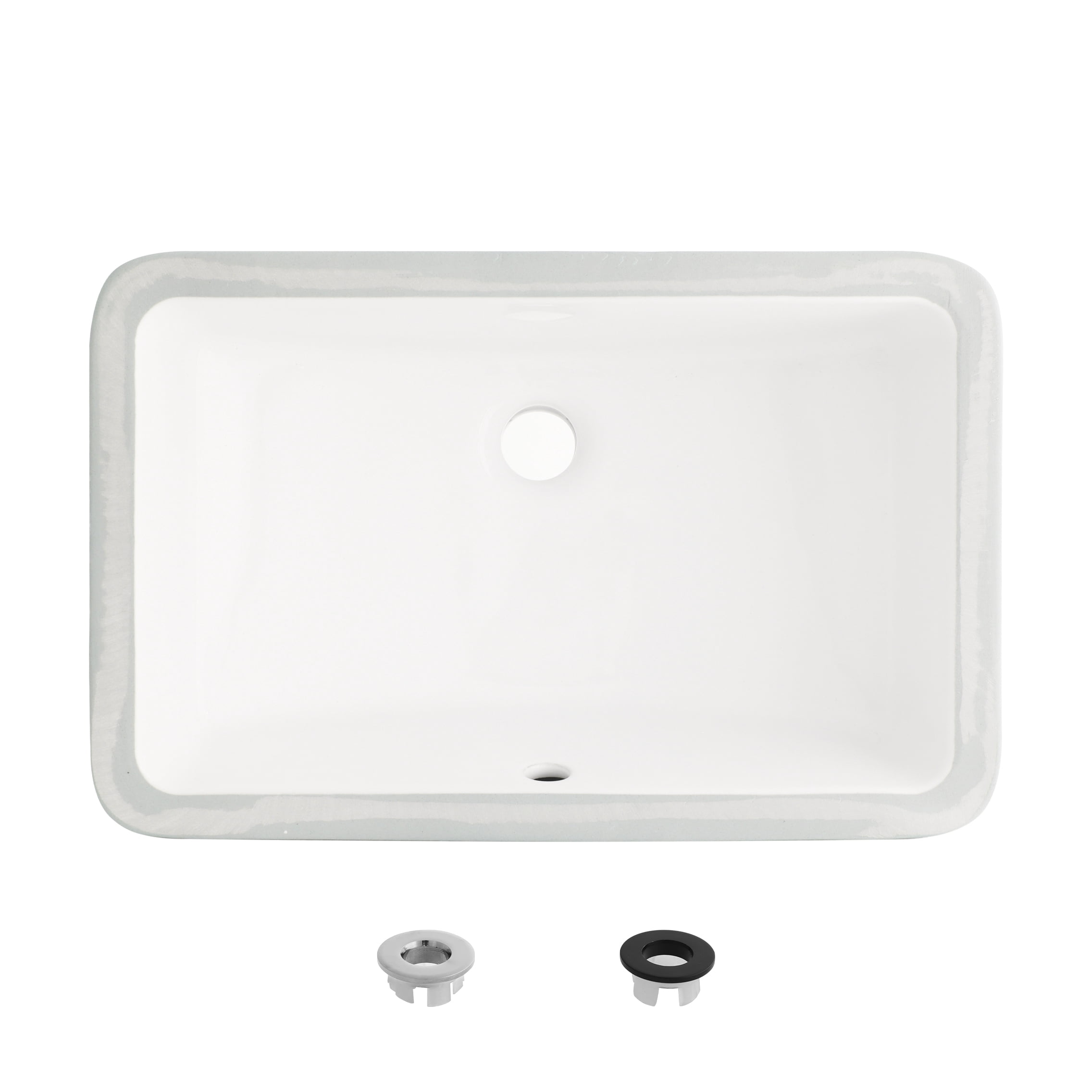 Stylish Undermount 18" W x 12" D White Rectangular Bathroom Sink with 2 Overflow rings P-205
