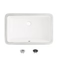 thumbnail image 1 of Stylish Undermount 18" W x 12" D White Rectangular Bathroom Sink with 2 Overflow rings P-205, 1 of 10