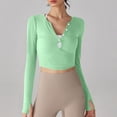 thumbnail image 1 of RXIRUCGD Haut à Col Rond pour Femme, Couleur Unie, Ample, Décontracté, Sport, Anti-Soleil, à Manches Longues, à Col en V, Haut/chemise de Sport à Manches Longues à Col en V, Vert, Taille : L, 1 of 6