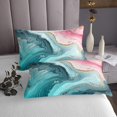 thumbnail image 3 of Marble Bedspread Set For Girls Adults Stone Pattern Coverlet Set Marbling Fluid Texture Quilt Set King Size Watercolor Abstract Art Bed Set,Blue And Pink, 3 of 5