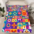 thumbnail image 2 of YST Groovy Flower Print Bed Sheets for Kids Teens Adult,Aesthetic Geometric Sheet Set,Colorful Patchwork Fitted Sheet Soft,Bohemian Disco Style Bedding Set 4pcs Queen, 2 of 5
