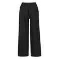 thumbnail image 4 of Leutsin Women Loose Solid Color Casual Wide Leg Pants Cotton Linen Trousers, 4 of 8
