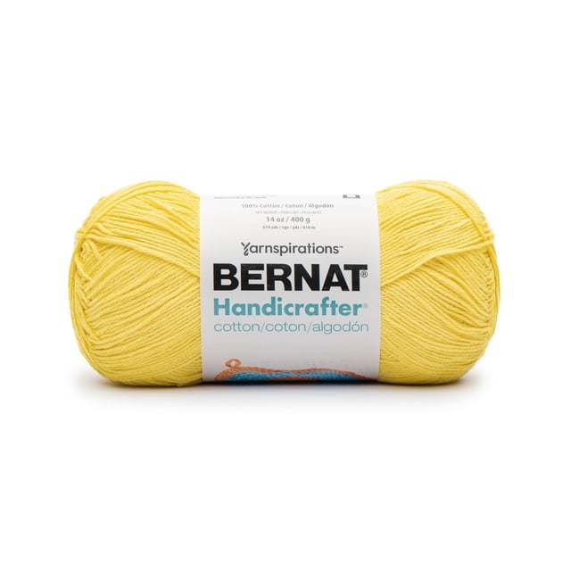 Bernat® Handrafter® Fil, Coton #4 Moyen, 14oz/400g, 710 Yards - Grande Pelote Unie de Fil de Coton worsted Centré, Face à l'Avant; Brins Plissés Visibles et texture de Coton Mate; 100 % Coton Cultivé aux É.-U., 400 g (710 yd); Idéal pour la Décoration de la Maison et de la Cuisine en Tricot et crochet comme Lavettes, Maniques et afghans; Lavable à la machine et Séchable; Utilisé Souvent pour