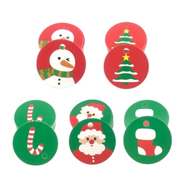KAKOWELY 100PCS Christmas Hanging Tag Christmas Theme Pattern Tags for Gift DIY Xmas Present Wrap and Label Package,1.69"X1.69"X0.04"