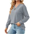 thumbnail image 3 of HKEJIAOI Tuniques pour Femmes Col Rond Uni Chemise Mi-Lourde Manches Longues, 3 of 5