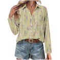 thumbnail image 4 of Wensltd Chemises Boutonnées pour Femmes Chic à Imprimé Floral Blouse à Manches Longues, 4 of 6