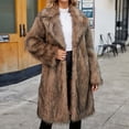 thumbnail image 1 of LSLJS Womens Ladies Warm Faux Furry Long Coat Jacket Winter Solid V-neck Outerwear, 1 of 6