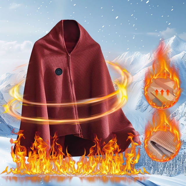 RKSTN Electric Heating Shawl USB Heated Blanket Heated Throw Blanket USB Throw Blanket with Zipper Wearable Portable Throw Wrap Washable