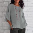 thumbnail image 2 of 2025 Été Femmes Haut à 3 Cols pour Femmes Manches 4 Col Rond T-Shirts Superposables pour Femmes Haut Ample Imprimé Floral T-Shirts Complets pour Femmes T-Shirts Tunique Décontractée Tee-Shirts Tee pour Femmes, 2 of 4