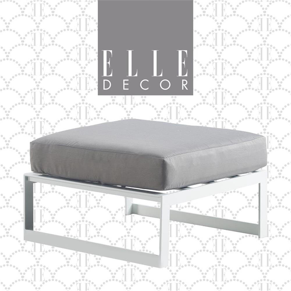 Elle Decor Mirabelle Pouf d'Extérieur Gris et Blanc Français