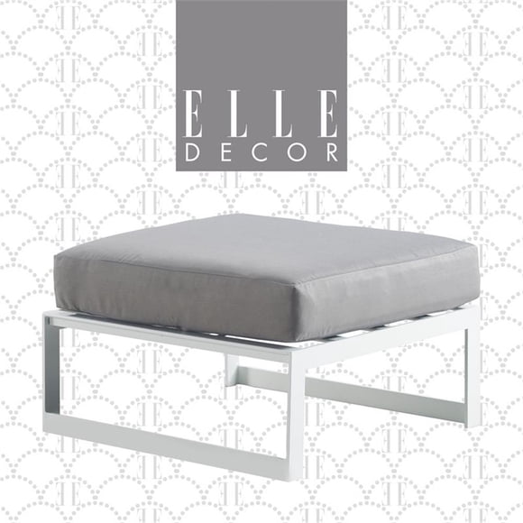 Elle Decor Mirabelle Outdoor Ottoman in Gray and French White