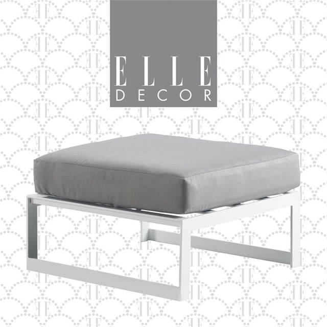 Elle Decor Mirabelle Pouf d'Extérieur Gris et Blanc Français