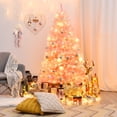 thumbnail image 3 of Gymax 6ft Pink Artificial Christmas Tree Hinged Spruce Full Tree w/ Metal Stand, 3 of 10