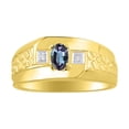 thumbnail image 1 of RYLOS Men's Rings 14K Yellow Gold Classic Nugget 6X4MM Oval Gemstone & Diamond Ring Alexandrite June Birthstone Rings Size 13, 1 of 7