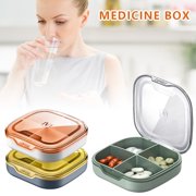 Pill Organizer Portable Pill Box Cute Pill Organizer 4 Times a Day for Purse or Pocket Removable 4 Compartments for Supplement Vitamin Medicine Small Pill Box 7 Day(Orange+White)
