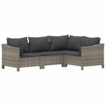 thumbnail image 3 of vidaXL 5 Piece Garden Lounge Set with Cushions Grey Poly Rattan, 3 of 5