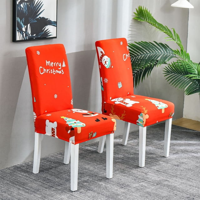 Christmas Chair Cover With Elastic Stretchable Washable Protective Cover Suitable For Restaurant Ceremony Hotel Chair Cover