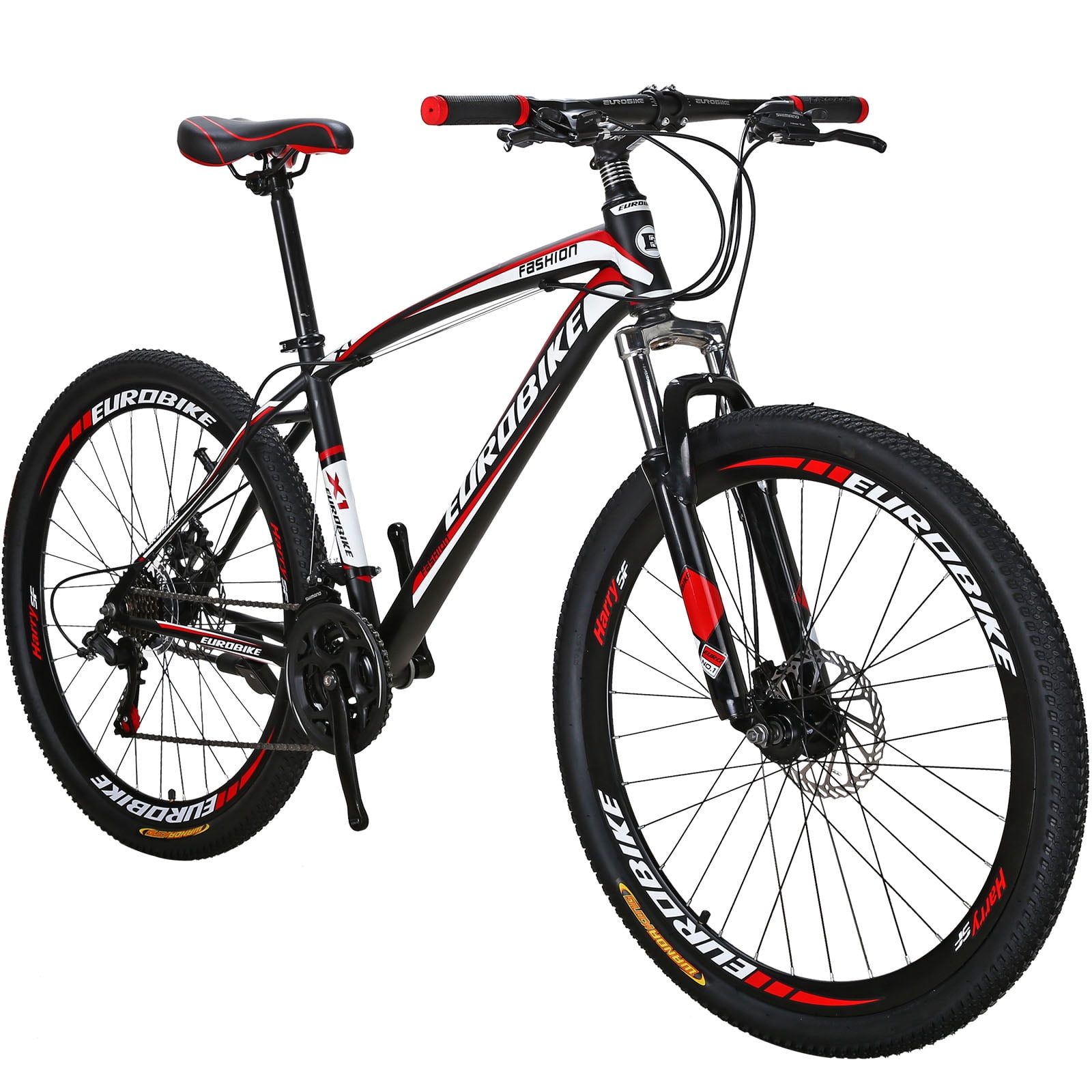 Eurobike X1 Mountain Bike,27.5" Mens/Womens Bike,21 Speed with Dual Disc Brakes Gravel Bicycle Red