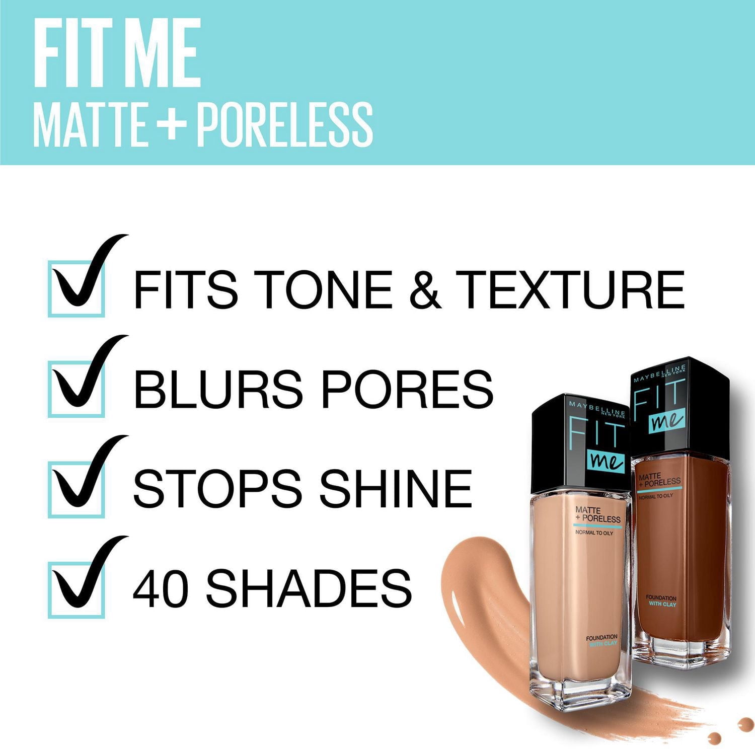 Maybelline New York Fit Me Mat + Poreless Fond de Teint Maquillage