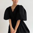 thumbnail image 4 of Women‘s Summer Deep V Neck Ruffle Sleeve Mini Dress Fashion Casual A Line Wild Loose Swing Sundress, 4 of 7