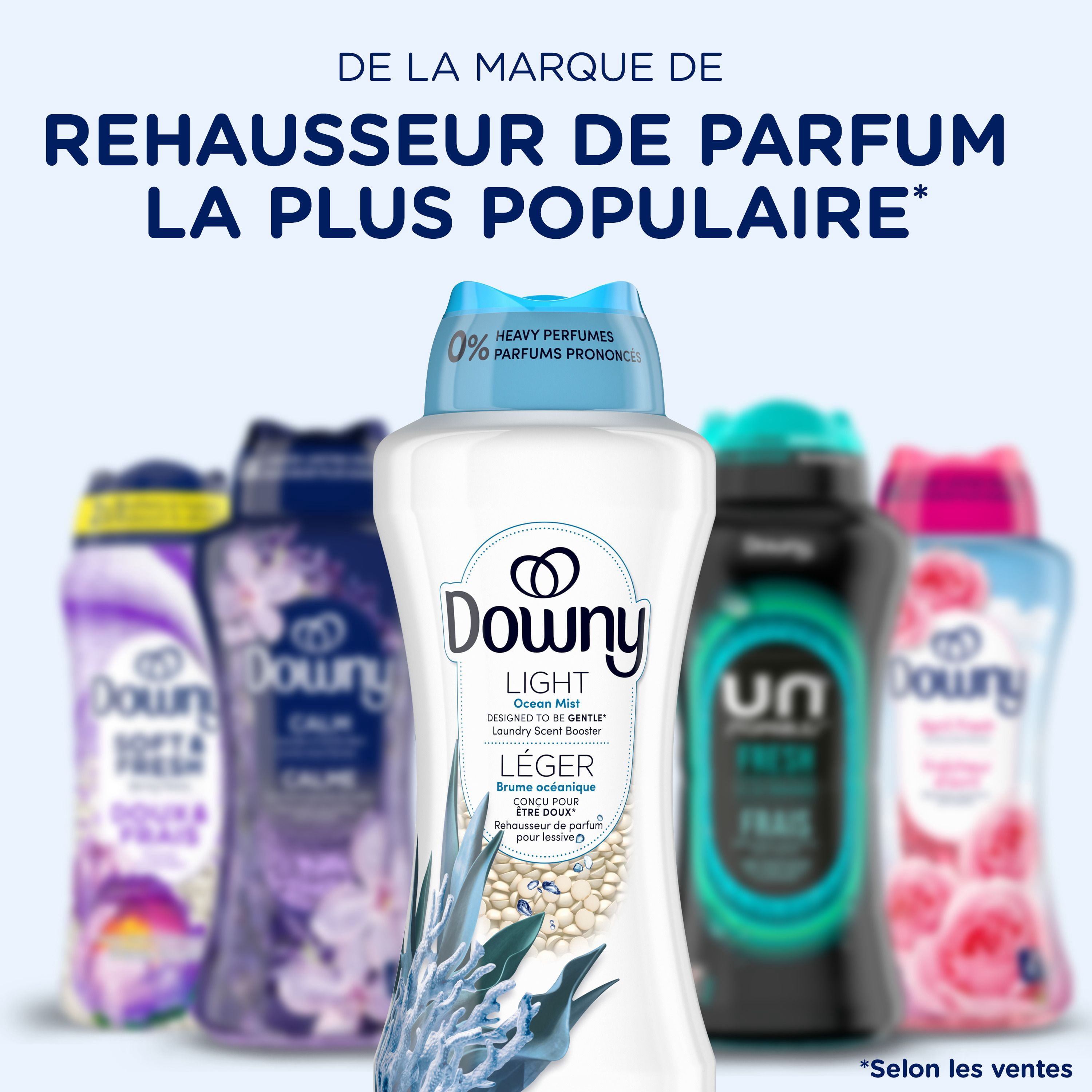 Perles rehausse-parfum pour lessive Downy Léger, parfum Brume océanique, perles pour les tissus pour la lessive, conçues pour être douces avec une légère bouffée de parfum, sans parfums prononcés