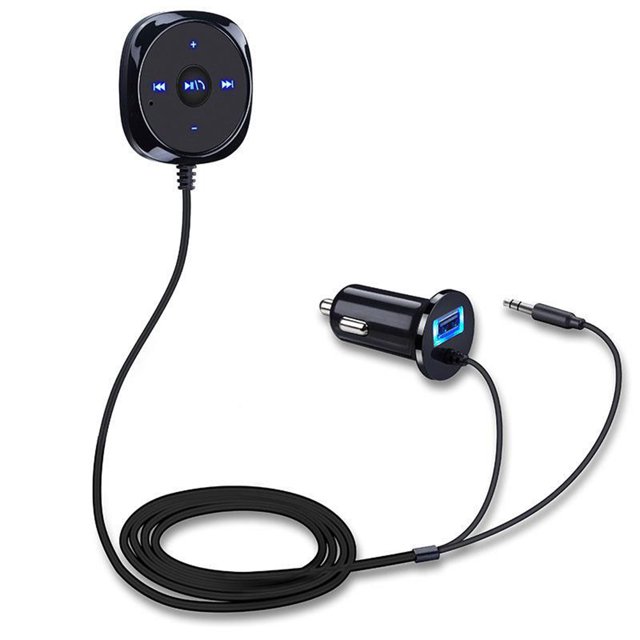 Bluetooth Car Kit Bluetooth Receiver, Bluetooth Hands-Free Audio Adapter Built-in Microphone Air Vent Clip, 2.1A USB Car Charger