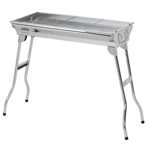 Stainless Steel Charcoal BBQ Grill, Portable Barbecue Grill with Handles for Outdoor, Cooking, Camping, Picnic