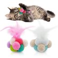 thumbnail image 1 of 2PCS Cat Ball Toy Interactive Bell Cat Pompom Toy Cat Feather Toy Cat Play Ball, 1 of 10