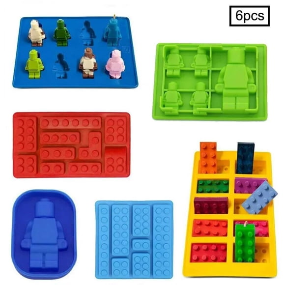 Plateau à cubes de briques de glace, Robot, moule en Silicone, moules à bonbons, moules à chocolat pour enfants, cuisson de figurines, ensemble de thèmes de blocs de construction