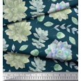 thumbnail image 1 of Soimoi Blue polyester Crepe Fabric Leaves & Flower Floral Decor Fabric Printed Yard 52 Inch Wide, 1 of 3