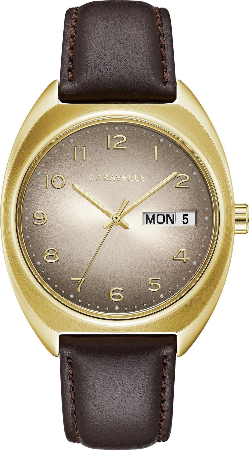Caravelle Mens Gold-Tone Quartz Watch
