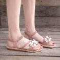 thumbnail image 2 of Womens Flat Sandals Weave Strap Open Toe Rhinestone Flower Decoration Ankle Elastic Non Slip Lightweight Breathable Summer Beach Sandals Brown, 2 of 6