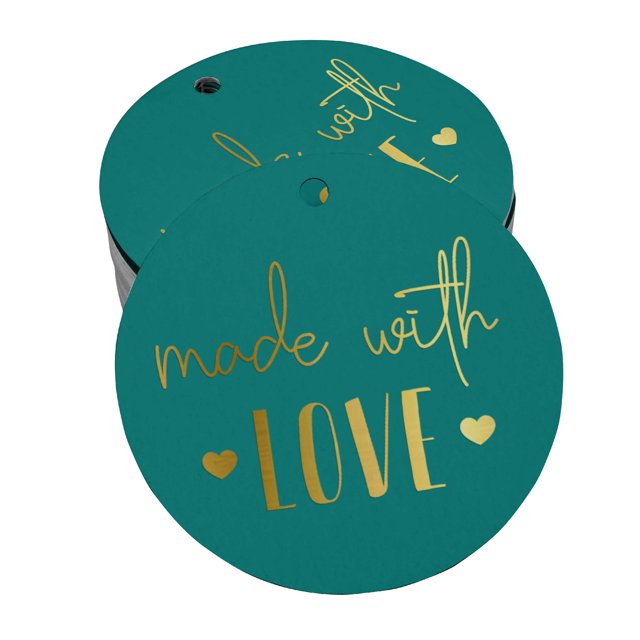Inkdotpot Real Gold Foil Made With Love Text Tag Favor Hang Paper Tag 100 Piece