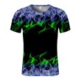 thumbnail image 3 of T-shirt à Manches Courtes pour Hommes avec Impression de Flammes et Col Rond, 3 of 8