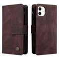 thumbnail image 3 of Case for iPhone 12 Cover Zipper Pocket Wallet Case Magnetic Protective - Braun, 3 of 5