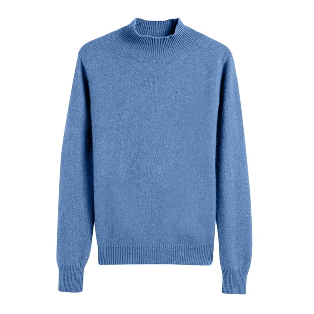 Penkiiy Chandails d'Automne pour Femmes 2024, Chandail Léger et Doux pour Femmes à Col Rond, Manches Longues, Tricot, Haut, S Bleu