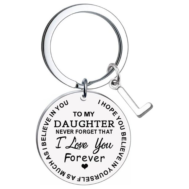 Weiqiqre Sale DIY To My Daughter Stainless Steel Last Name 26 Letter Keychain 2.5cm