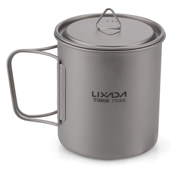 Ultralight Titanium Cup Outdoor Portable Camping Picnic Cup Mug with Foldable Handle 300ml / 350ml / 450ml / 550ml / 650ml / 750ml 750ml