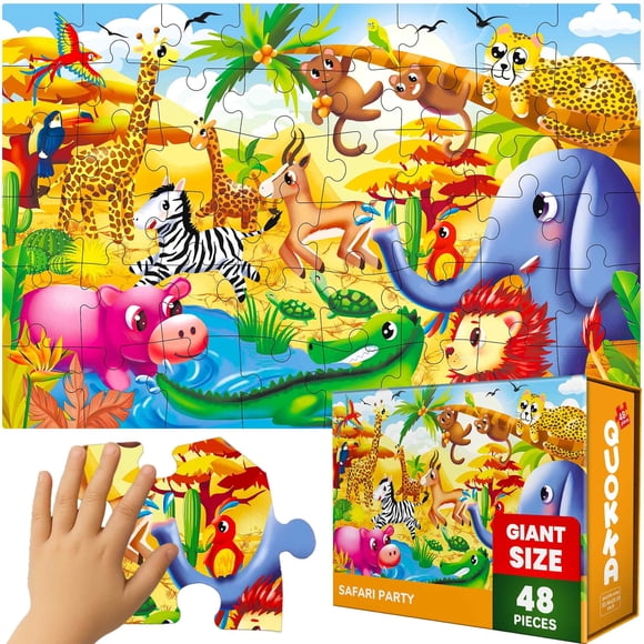 Quokka Casse-Tête de Sol Géant pour Enfants de 4 à 6 Ans – Jouet Éducatif d'Animaux de Safari de 48 Pcs pour Garçons et Filles