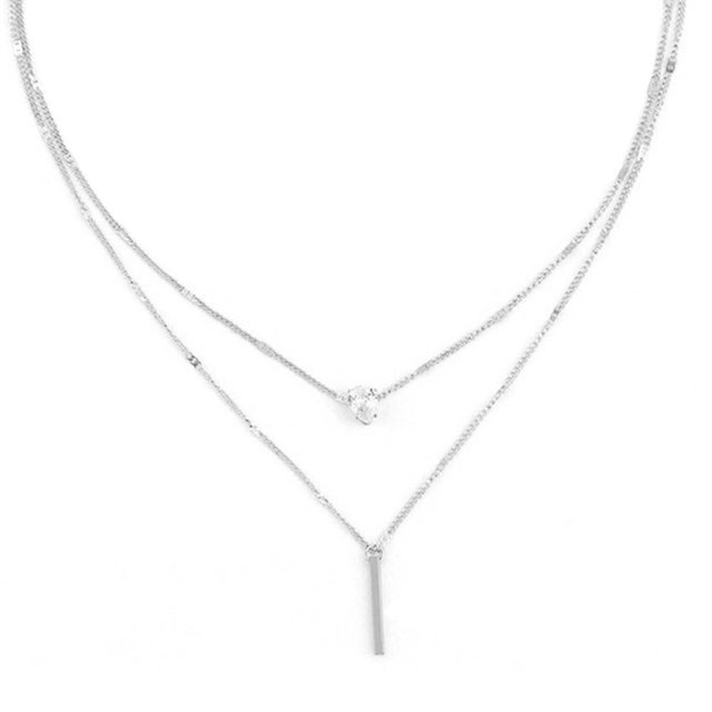 YSABOXY Personality Fashion 2 Layer Wear Water Drop Shape Pendant Necklace κы O4