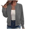 thumbnail image 1 of WRKEKC Women's Arrival Zip Front Jacket Solid Color Long Sleeve Modern Minimalist Style Everyday Essential No Hood Plus Sizes Gray S, 1 of 4