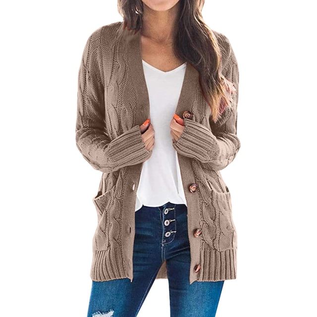 Kcodviy Sweaters Womens Open Sleeve Womens Full Length Winter Jacket Knit Boho Long Patchwork Sheer Cardigan for Women Coat Cardigan Pockets Front Wool Knit Cardigan Sweater