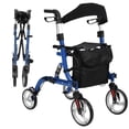 thumbnail image 1 of Twister.CK Déambulateurs Roulants Pliants pour Aînés, avec Amortisseur, Déambulateur de Mobilité Léger avec Siège et Roue, Fauteuil Roulant à Hauteur Réglable, Bleu, 1 of 8