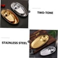 thumbnail image 3 of Stainless Steel Snack Plate Oval Fries And Dumpling Serving Tray With Seasoning Grid For Desserts Chicken And Party Use Table Runner Set Kitchen Table Mats Doilies for Tables Teal Dollies for End, 3 of 5