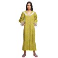 thumbnail image 3 of Moomaya Robe de Nuit Maxi pour Femmes en Coton à Col en V Imprimé avec Bordure Volantée, 3 of 5